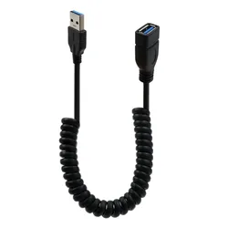 Coiled USB Extension Cable - USB 3.0 Male to Female, 1.5m/3.3ft - 1.5m
