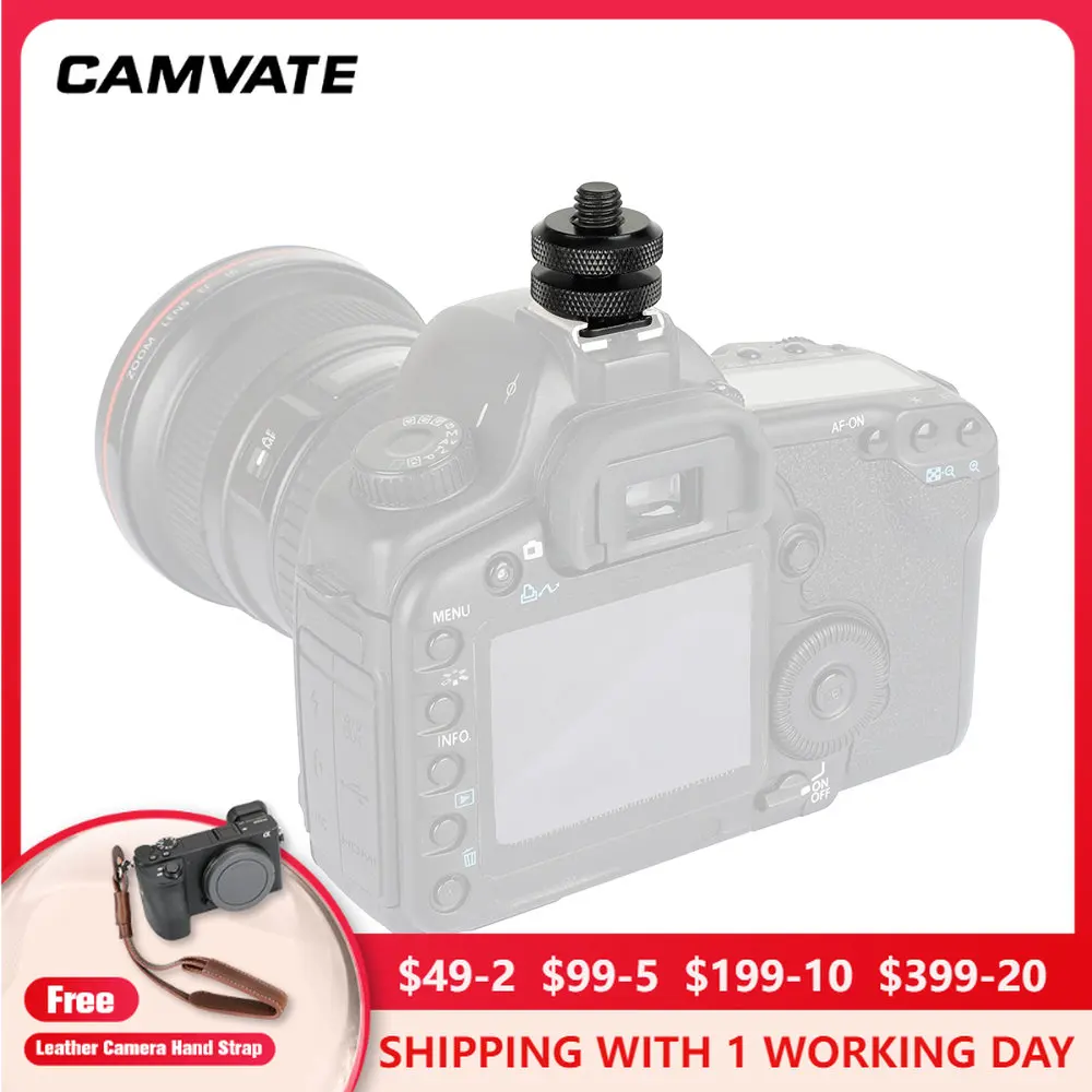 CAMVATE Hot Shoe Mount Adapter With 3/8" 16 Male Thread For Microphone