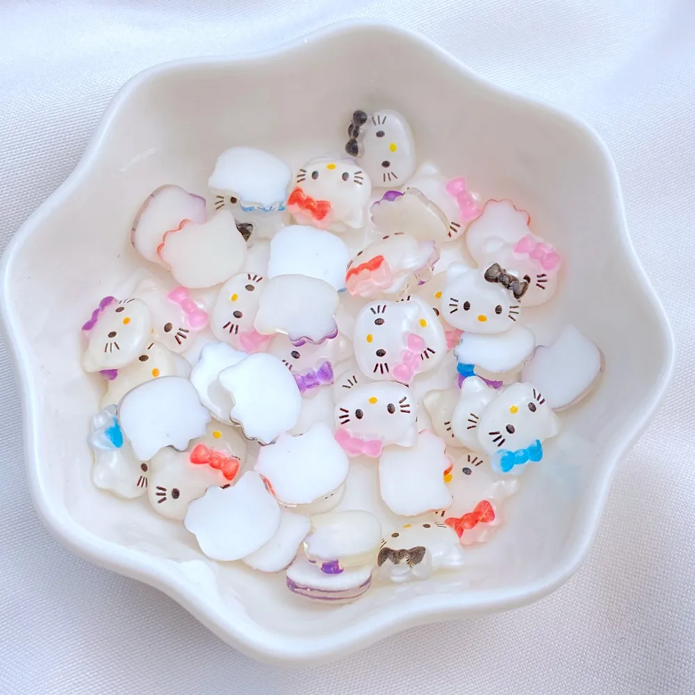 Cute Mini 8*10mm Resin Little Cat Series Flatback Ornament Jewelry Making Manicure Hairwear Accessories 50Pcs