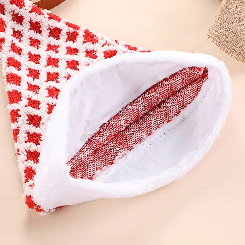 Knitted Grid Christmas Hat Santa Claus Xmas Adult Child Soft Beanie Santa Cap New Year Party Decoration ﻿