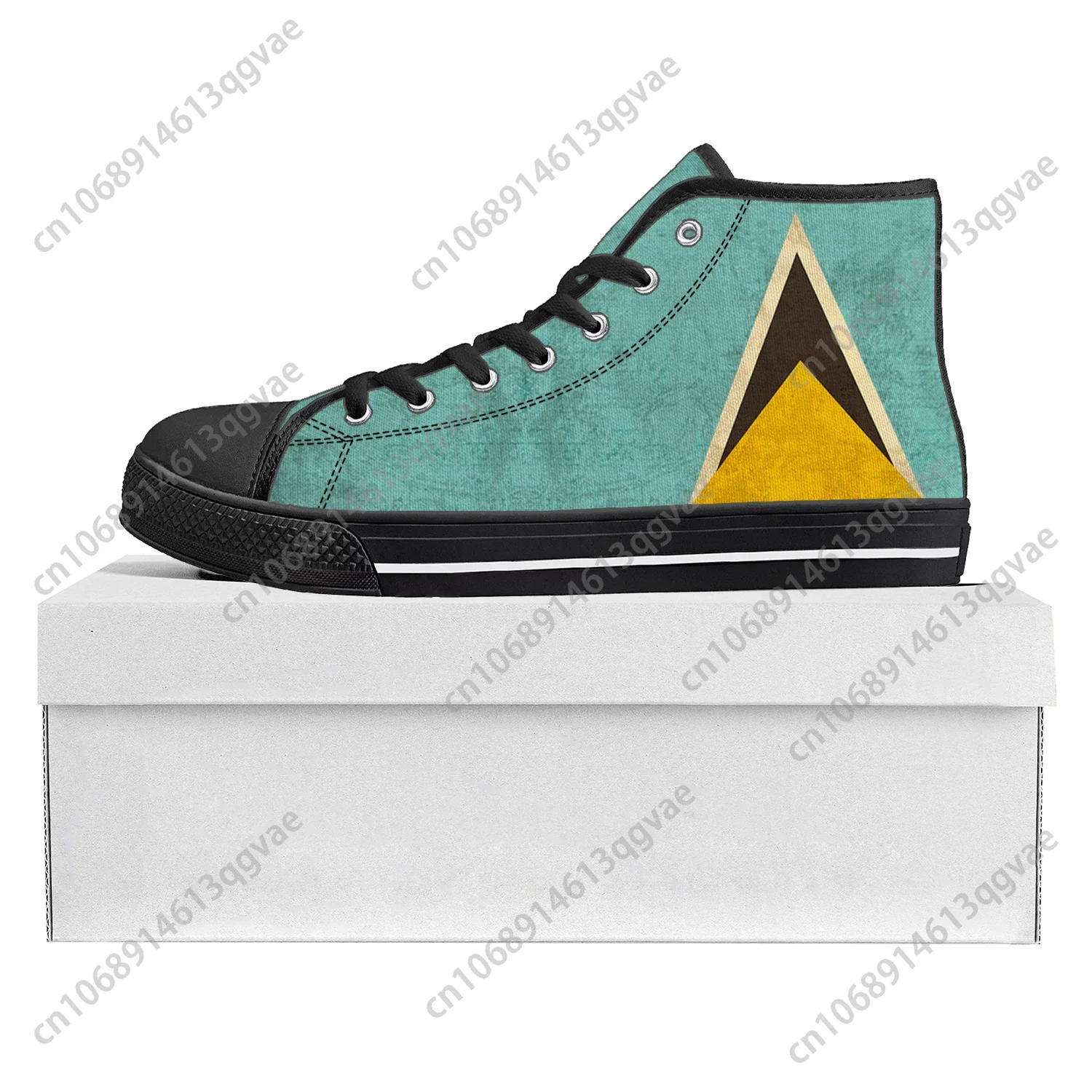 Saint Lucia Flag High Top High Quality Sneakers Mens Womens Teenager Canvas Sneaker Saint Lucia Casual Couple Shoes Custom Shoe
