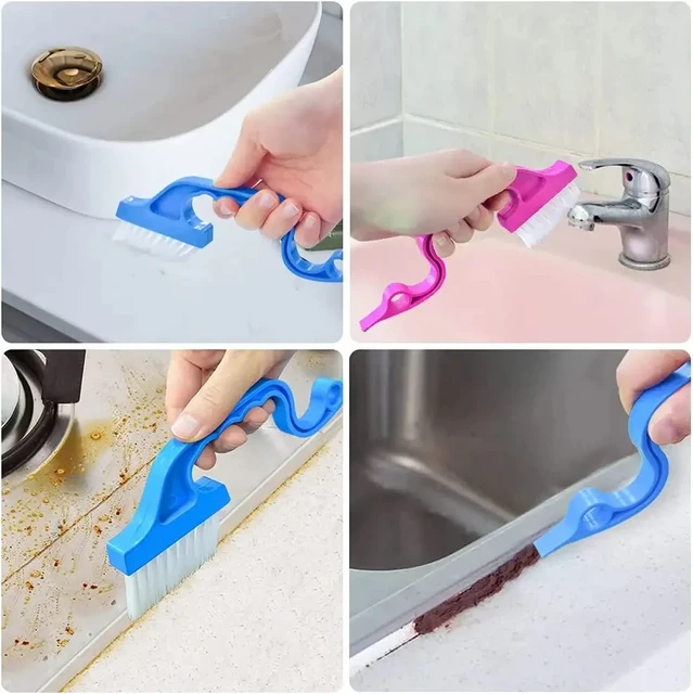 Brosse de nettoyage des espaces de fenêtre 2 en 1 et pelle plate, outil de nettoyage ménager pour cuisine, salle de bain, toilettes 5