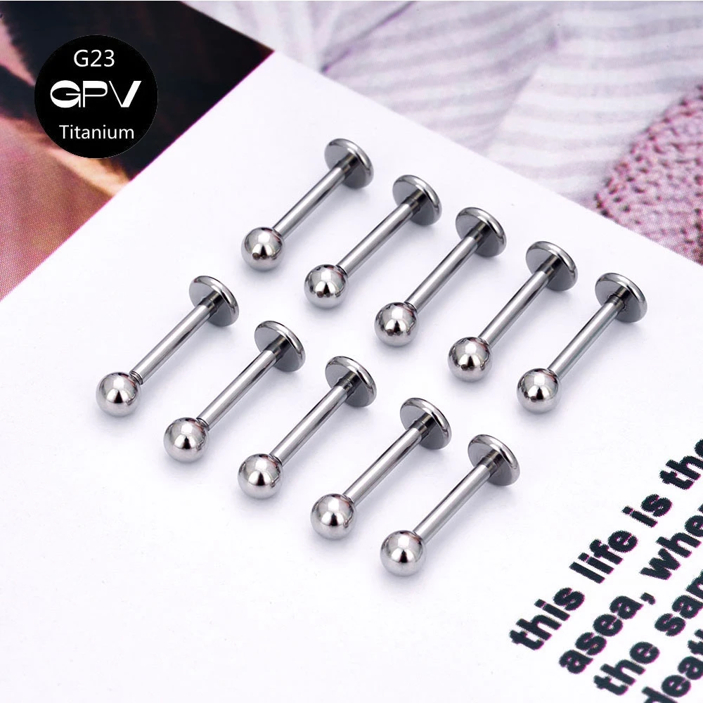 10/50PCS G23 Titanium Internal Thread Lip Screw Classic Titanium Ball Personalized Punk Perforated Men's and Women's Earrings