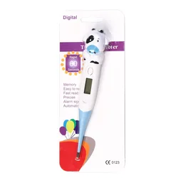 Precision Digital Thermometer for Oral and Underarm Use with Fever Alert and Baby Bath Functionality (Blue cow)