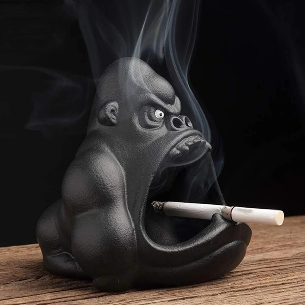 Creative Ceramic Cartoon Gorilla Orangutan Ashtray Anti-flying Ash Home Ornament Accessories Decoration cigarettes ashtray,ceramic ashtray