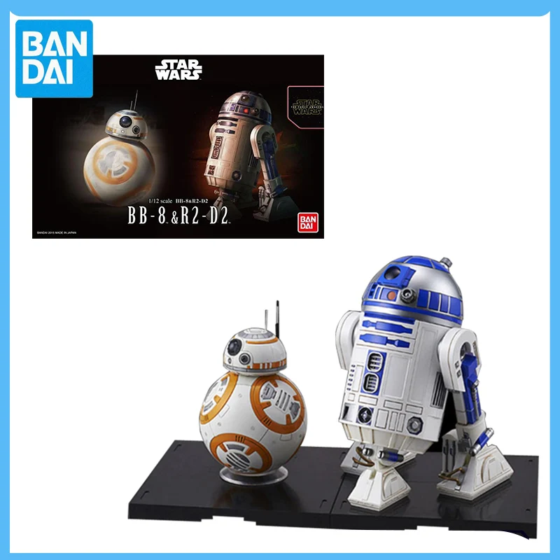

Original Bandai Star Wars Anime Figure 1/12 BB-8 & R2-D2 Astromech Robot Action Figure Toys for Kids Gift Collectible Model