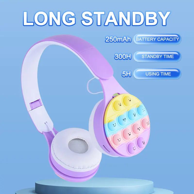 Headworn Rainbow Bubble Wireless Bluetooth S 5.0 Pressure Reducing Cute Foldable With Microphone Card Insertion_voghion.com