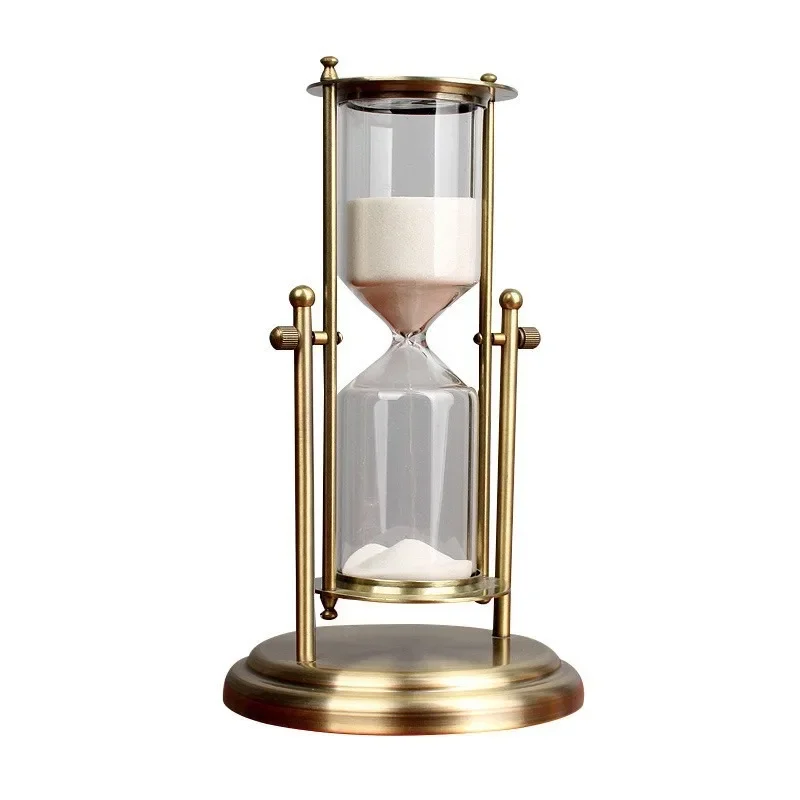 Hourglass Timer Glass Flowing Sand Metal Rotating Crown Decoration Gift