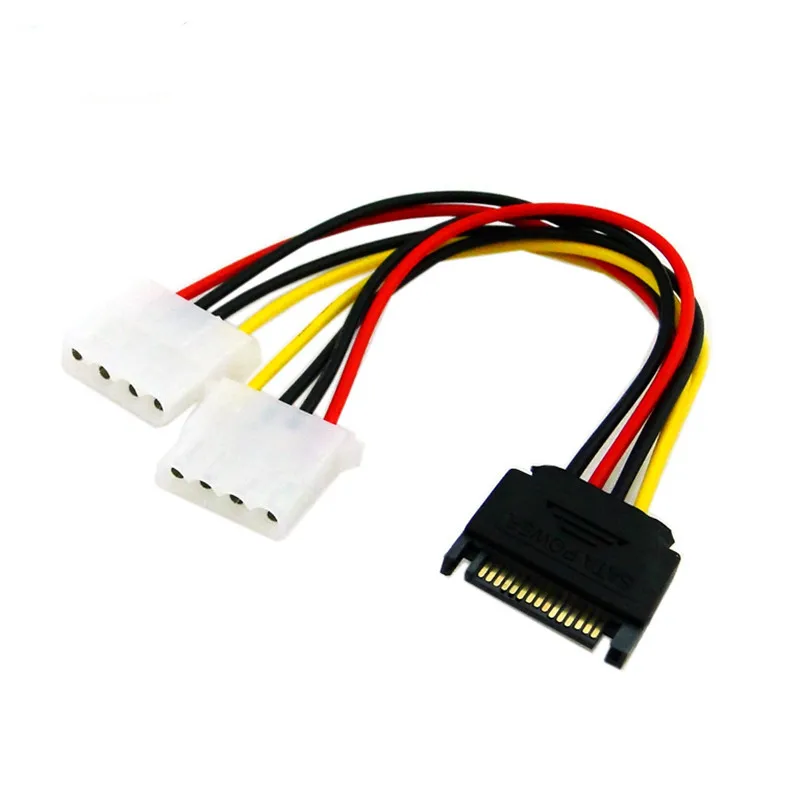 

Dual 2 port IDE 4Pin Female to SATA 15p Male Y Splitter 20cm Power supply Extension Cable for 2.5 Hard Disk Drive HDD