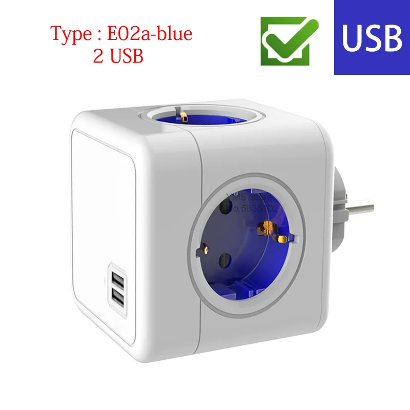Massfa Multi USB Power Strip Cube with 4 Outlets - High-Power Extension Socket