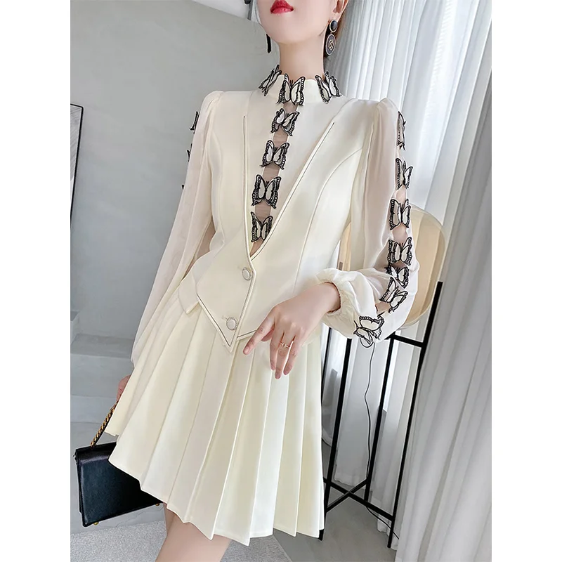 

Fashion Modeling Waist Closing Suit Skirt New Niche Design Lapel Medium And Long Coat Trend In Early Spring 2023 Oodji Vfemage