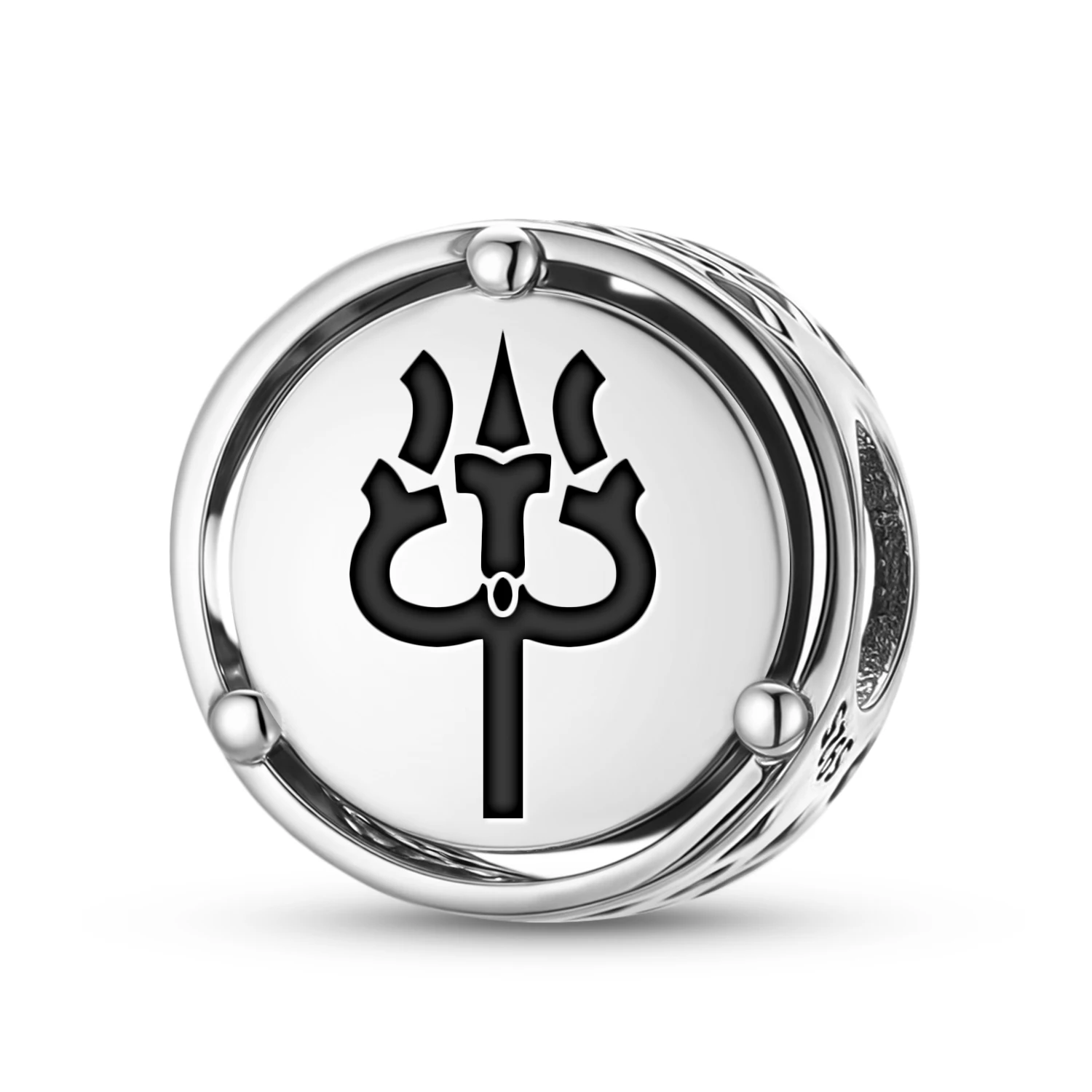 Buddhistischer Trishula-Charm aus 925er-Sterlingsilber mit Symbol, passend für Original-Armbänder, DIY-Schmuck, Accessoires, Familienperle