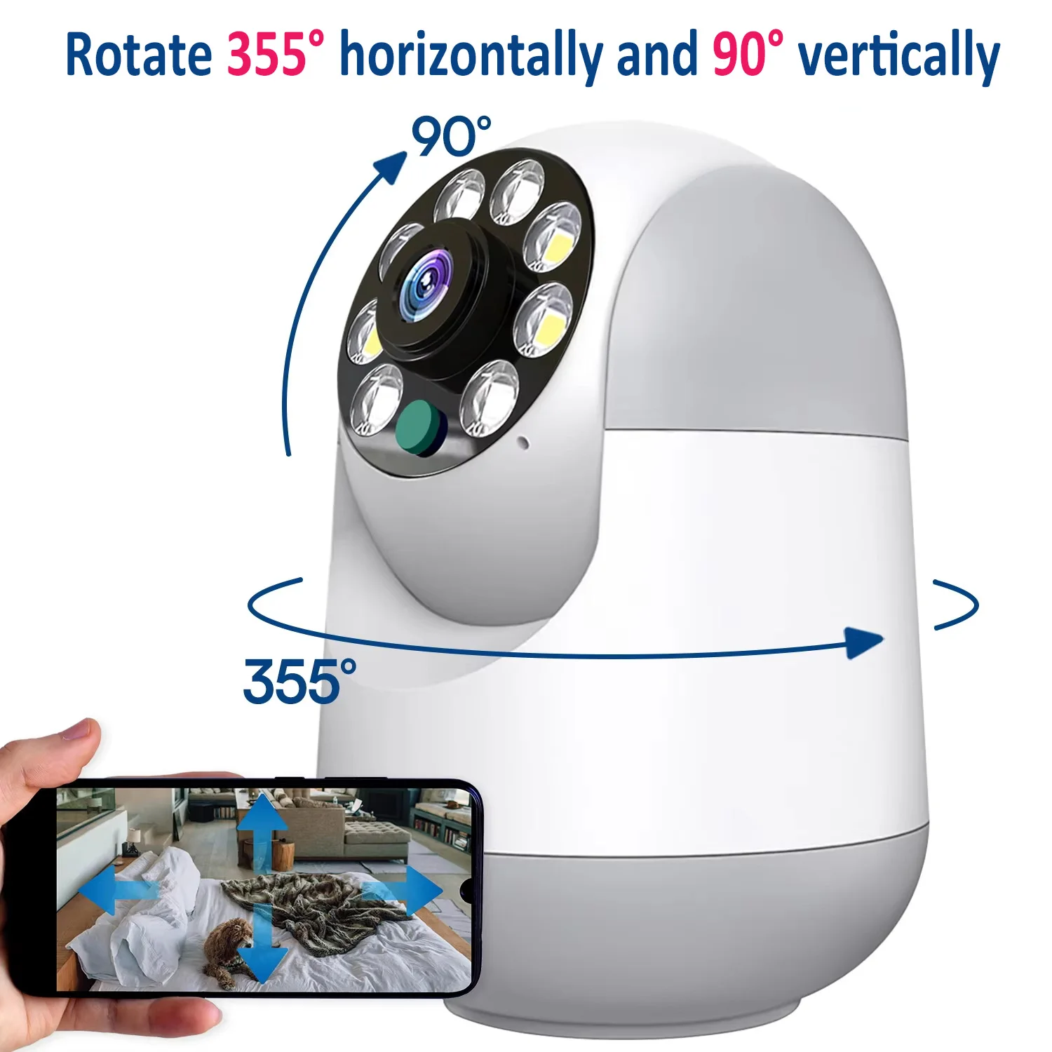 3MP 2.4GHz WiFi Smart Home IP Camera Monitor Video Security Surveillance Camera PIR Human Detection PTZ 360 Night Vision 2