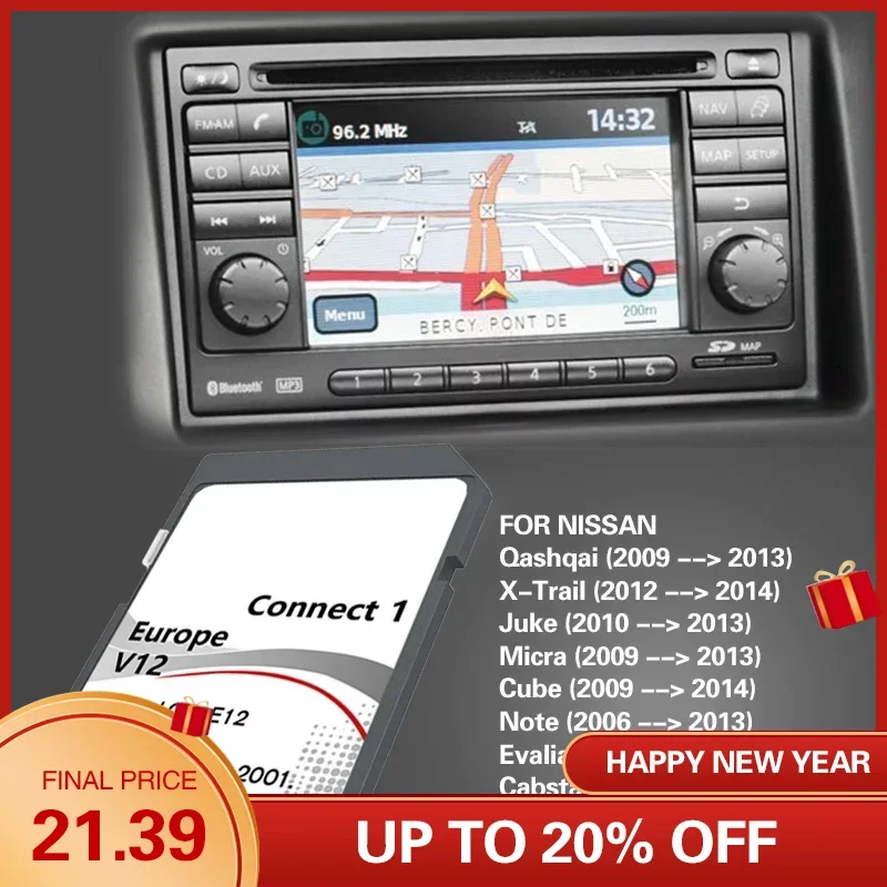 C1 V12 Connect 1 Lcn1 V12 Sd Memory Navi Per Nissan Juke X-Trail 8Gb 2022 Map Card Europa Uk Navigation Card Freeshipping