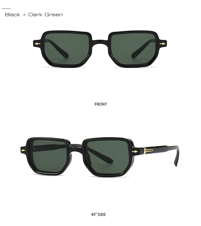 SHAUNA Ins Popular Fashion Rectangle Sunglasses Women Shades UV400 Retro Gradient Men Square Trending Rivets Sun Glasses_voghion.com