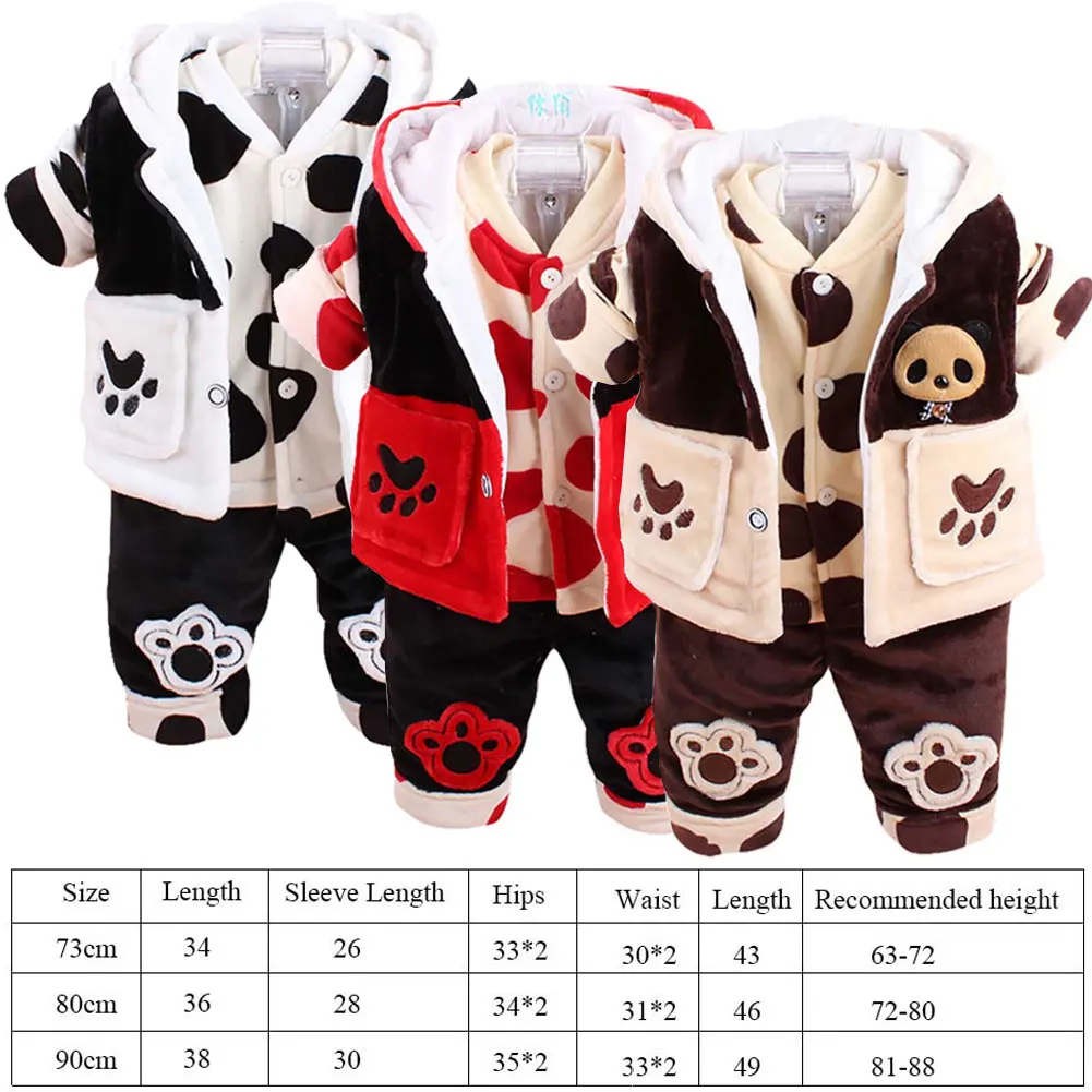 Description Picture 3 of itemBaby Winter Suits,Coat Pants Hooded Vest Set,Toddlers Cartoon Panda Flannel Cotton Clothing,Baby Boys Girls 3-Piece Warm Outfits