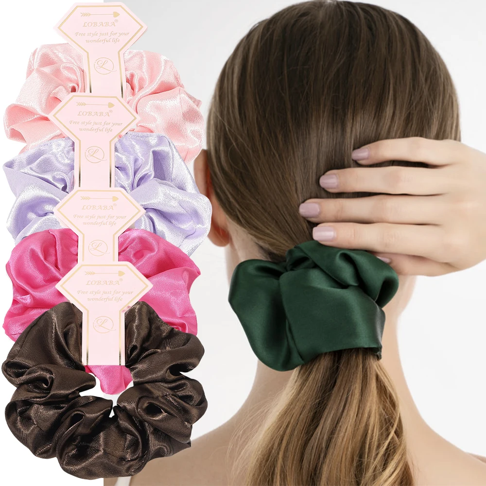 Silk Scrunchies Girls Elastic Hair Band Headwear Satin Solid - Main Image