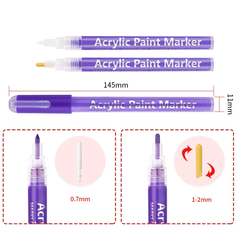 Premium Acrylic Paint Marker 0.7mm Extra Fine Tip and 2.0mm Tip