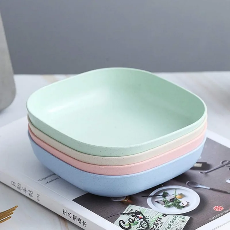 10PCS/SET Plastic Dinner Plates Small Disks Square Plate Set Deep Unbreakable Dinner Salad Plates Dinnerware Dishes Set Kitchen Supplies Plastic Dinner Plates