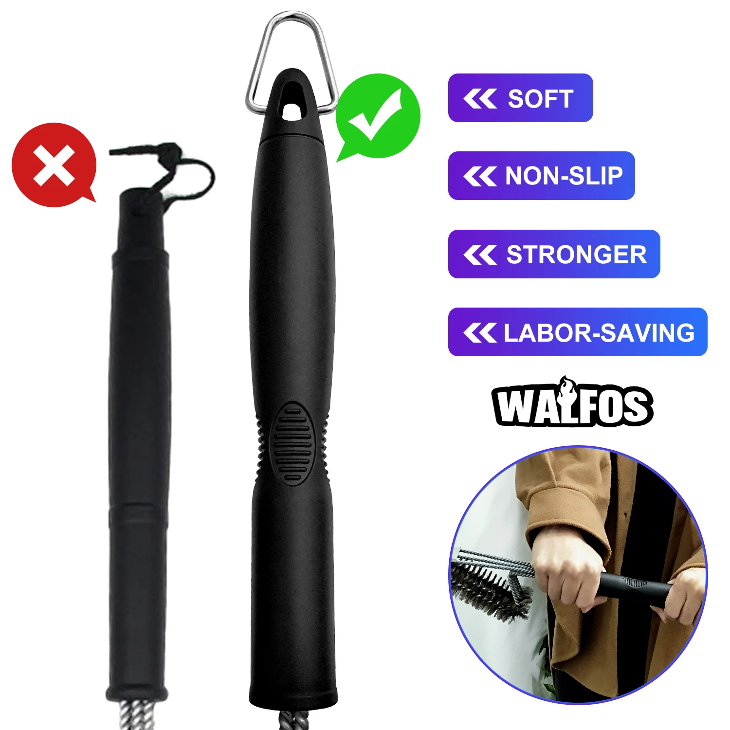 Walfos Barbecue Net Cleaning Brush Stainless Steel Wire Brush To Wash The Barbecue Grill Accessories BBQ Clean Tool