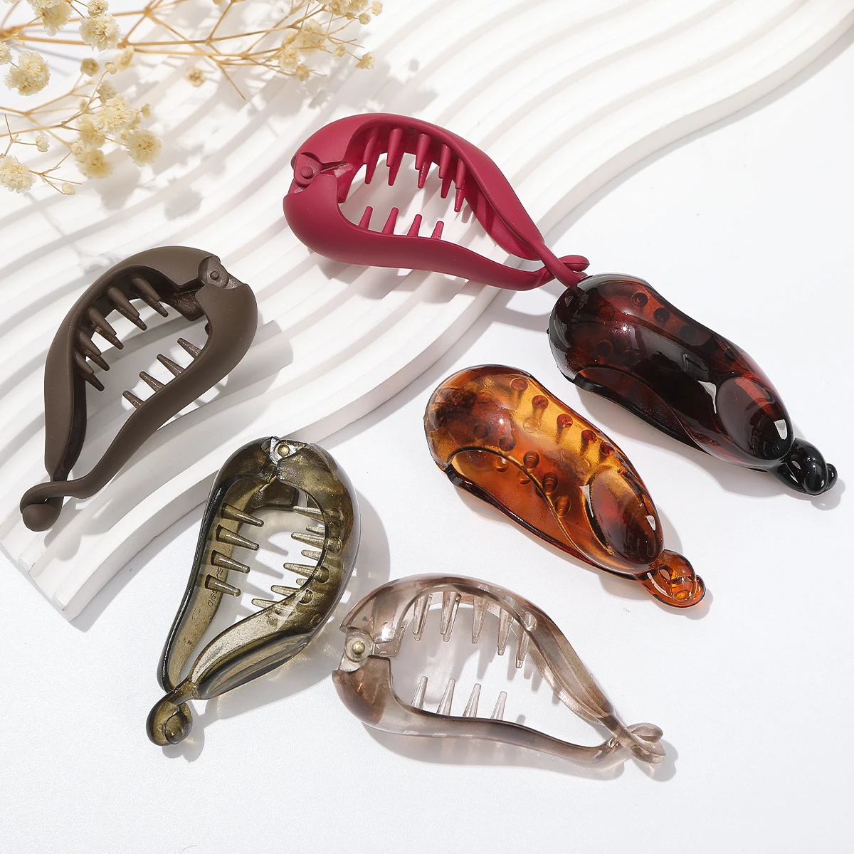 Amber Color Banana Clip Hairpin For Women Ponytail Hair Accessory Simple Summer Korean Hair Clip Toothed Non-slip Hair Clip