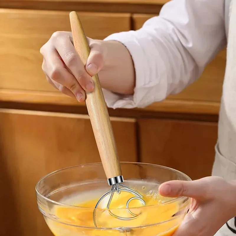 Description Picture 5 of itemDanish Dough Whisk Stainless Steel Hand Mixer Blender Egg Beater Poking Bar Pastry with Wooden Handle Baking Tools