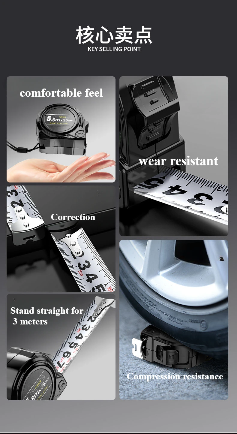 Description Picture 2 of item5M/7.5M/10M Premium Durable Tape Measure Extra-wide and Thick Steel Tape Measures for Home Renovation and Construction