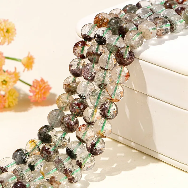 Natural Stone Beads Green Ghost Quartz Lucky Crystal Loose Beads For Jewelry Making Diy Bracelet Necklace Accessory 15" Strand 6