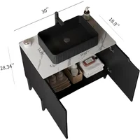 30" Bathroom Vanity with Ceramic Sink Combo, Freestanding Bathroom Storage Cabinet with 2 Soft Close Doors and Sink Hole Cover 2