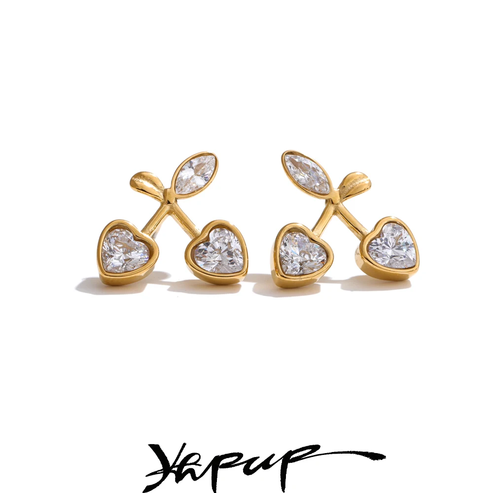 Yhpup Earrings Stainless Steel PVD Plated Fruit