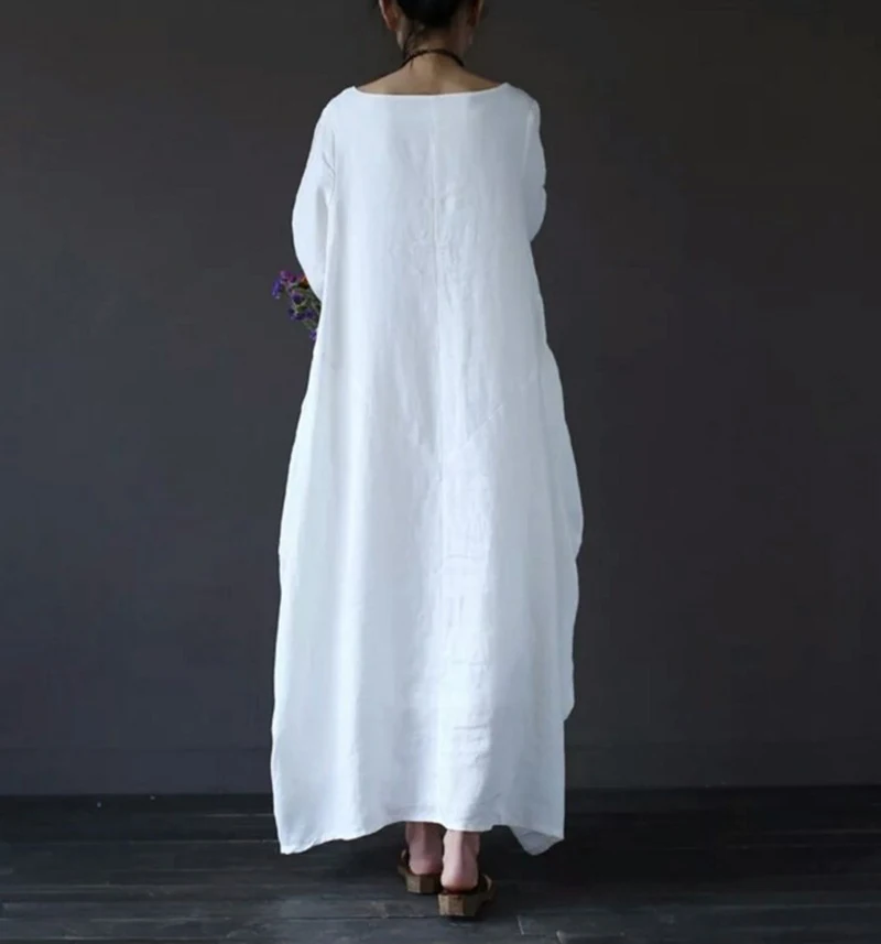 Women Dress Linen Shirt Tunic Pullover Blouse