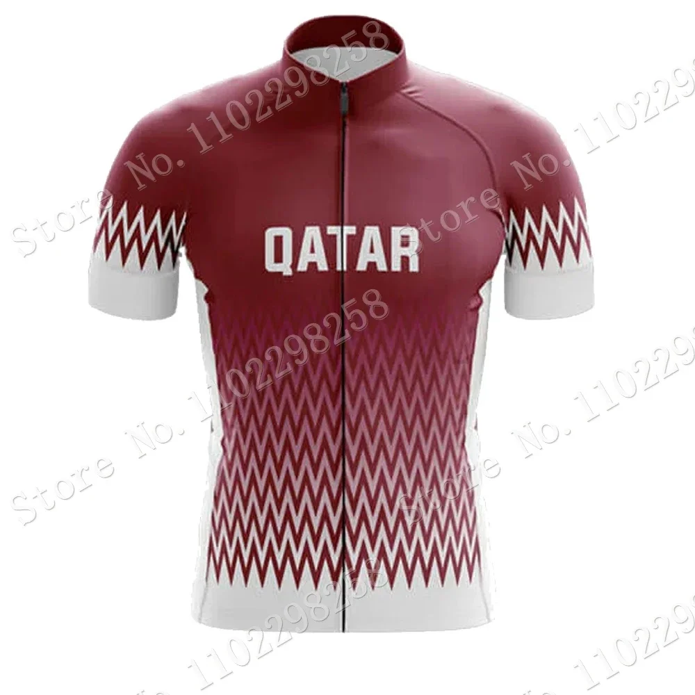 Qatar National Team Cycling Jersey Set Summer Bicycle Clothing Road Bike Shirts Suit Bicycle Bib Shorts MTB Ropa Maillot