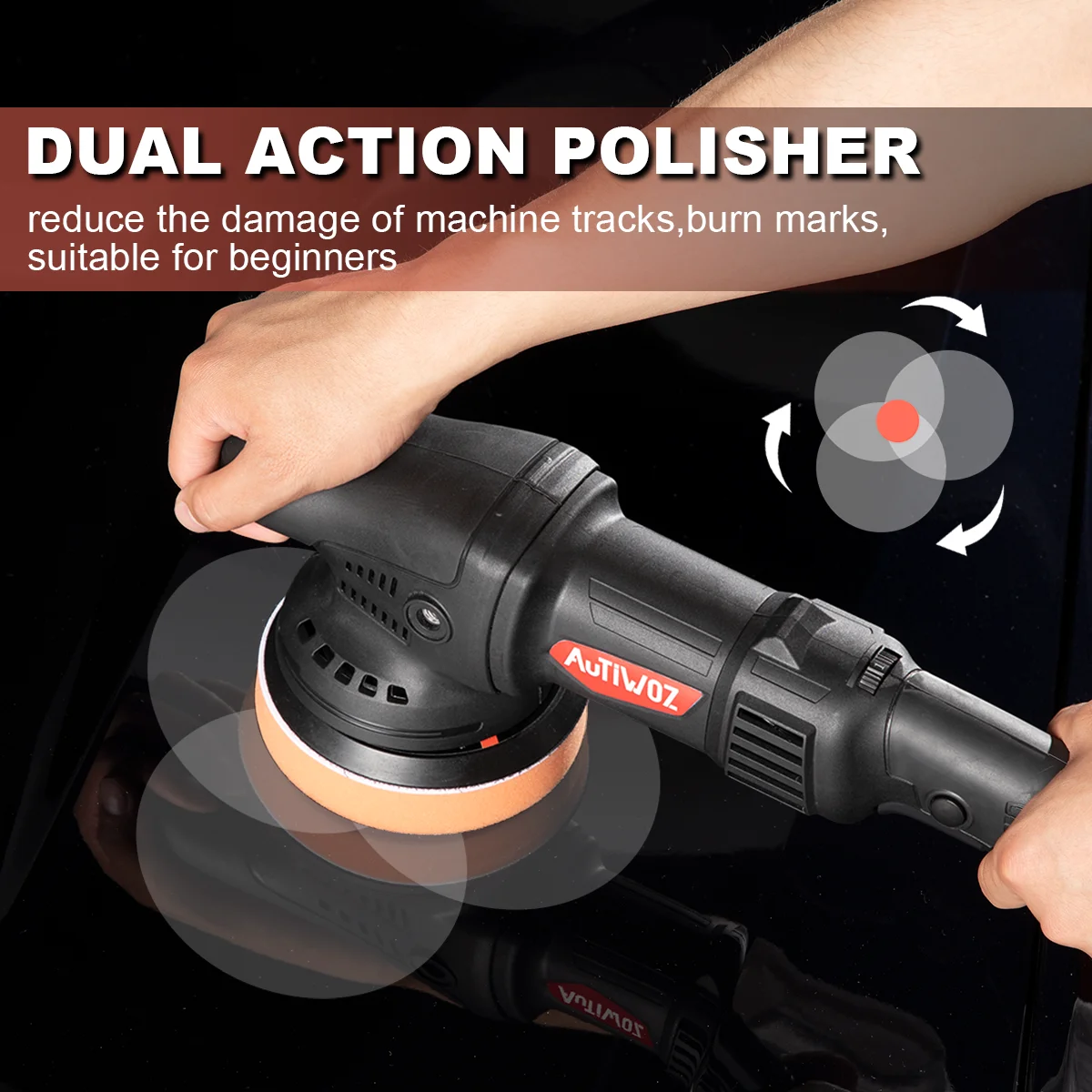 AUTIWOZ Car Polisher Dual Action Car Polishing Machine 920W High Power Random 9mm Orbital Machine Auto Waxing Tool Buffer car polisher