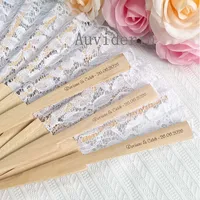 10/30 éventails pliants en bois avec dentelle exquise, personnalisables avec gravure de texte ou logo sur le bois, pour la danse, les mariages, les fêtes et la décoration intérieure 3