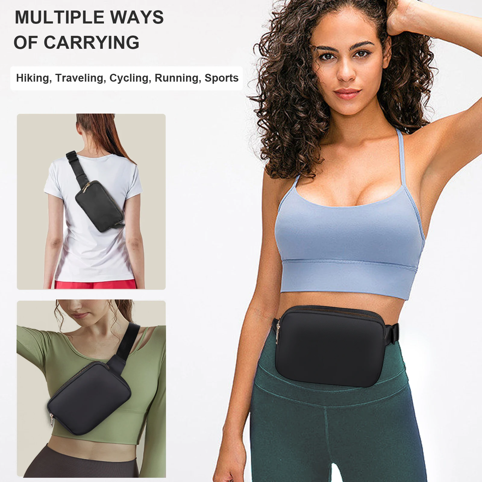 Crossbody Bag Waist Bag Geestock Fanny Pack Women's Waist Bag Fashion Belt Bags Women Dual Zipper Waterproof Crossbody Bag Ladies Bum Hip