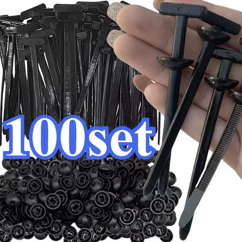 Universal Nylon Cable Tie Buckle Auto Fastener Screw Replacement Clip Car Fender Trunk Engine Guard Panel Wire Management Secure