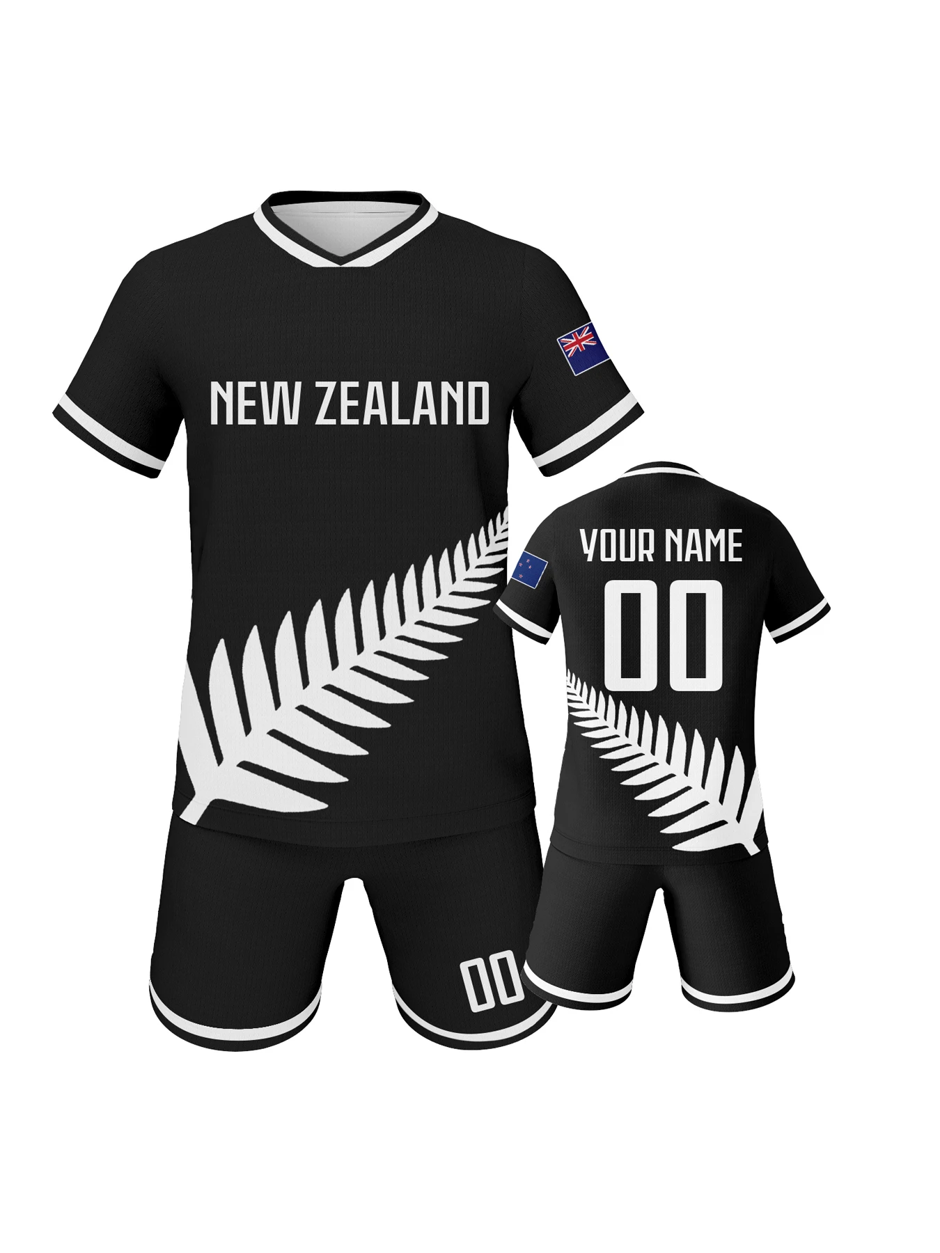 customized kids new zealand soccer kit personalized football set with name & number, breathable national team training uniform Customized Kids New Zealand Soccer Kit Personalized Football Set with Name & Number, Breathable National Team Training Uniform 1