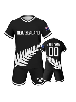 Customized Kids New Zealand Soccer Kit Personalized Football Set with Name & Number, Breathable National Team Training Uniform 1
