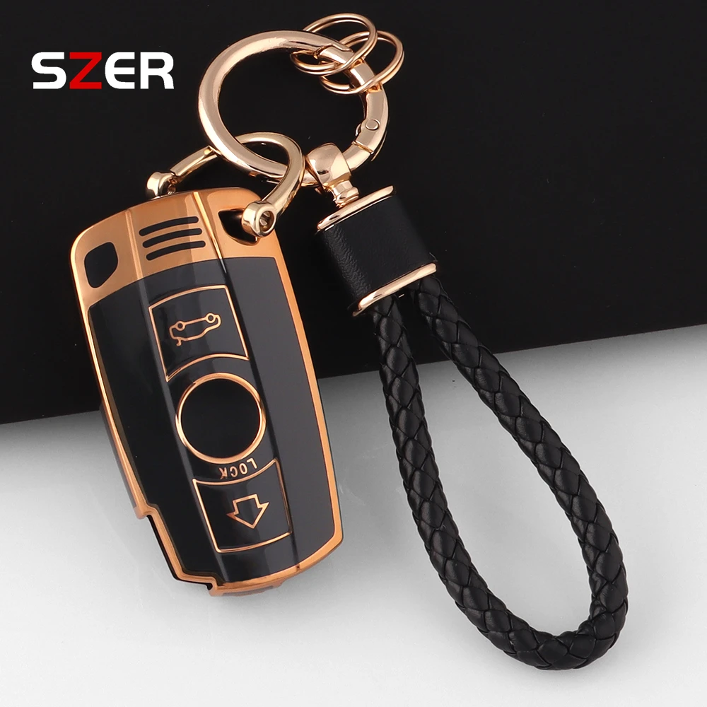 Luxury TPU Car Key Case Cover & Protector with Keychain Attachment
