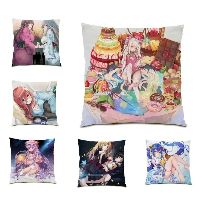 

Anime Kawaii Girl Cushion Cover Fashion Modern Pillowcase Bedroom Decor Japan Style Pillow Cover 45x45cm Art Cojines 2024 DF1340