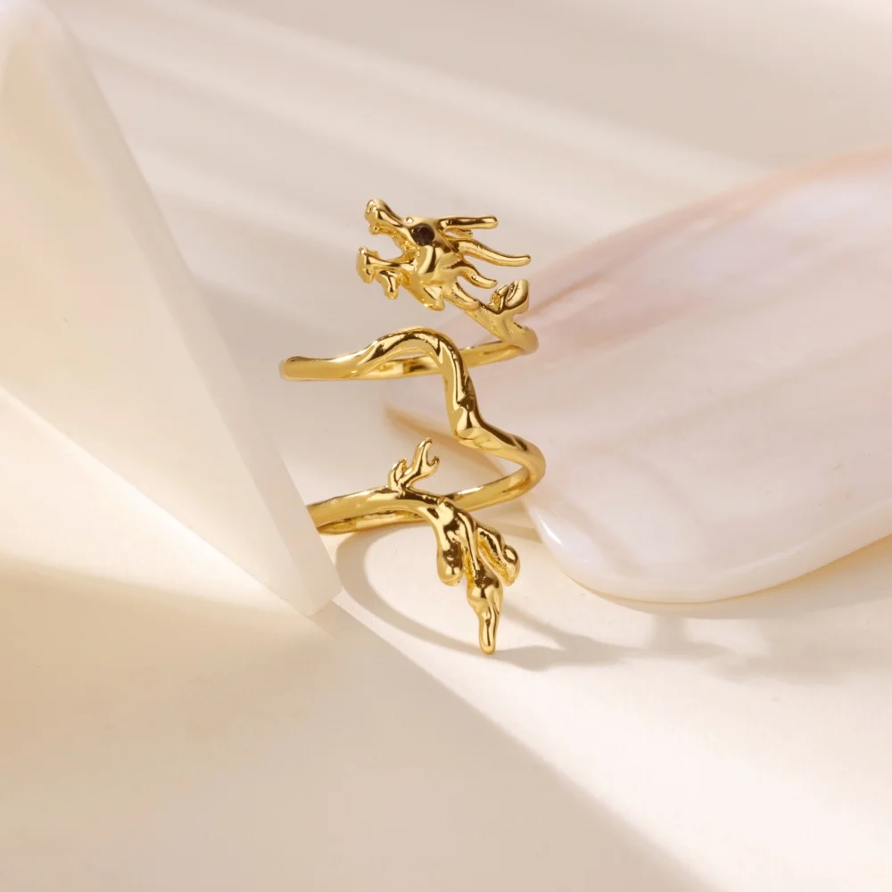 Dragon Rings Stainless Steel Punk Opening Adjustable For Women