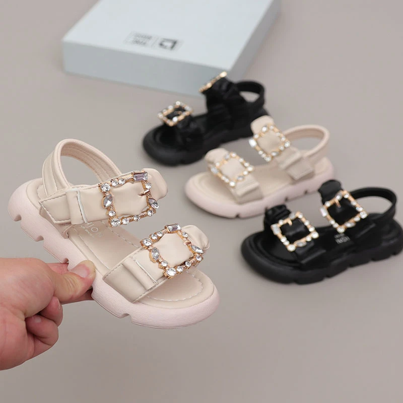 children's sandals near me Girl Flat Shoes Summer Fashion Children Princess Shoes Rhinestone Buckle Open Toe Fashion Sandals Little Girl Shoes Black F05014 boy sandals fashion