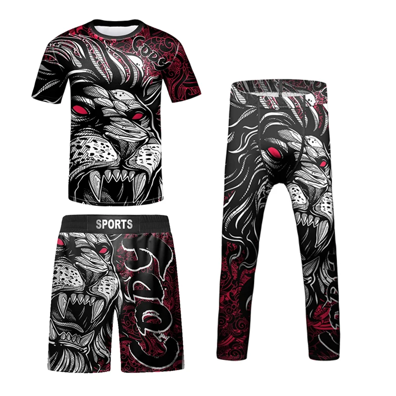 Kid MMA Rashguard Jiu jitsu T-shirt + Pant Sets Bjj Gi Kickboxing Clothing Boys Children Muay Thai Shorts MMA Compression Shirts sports apparel