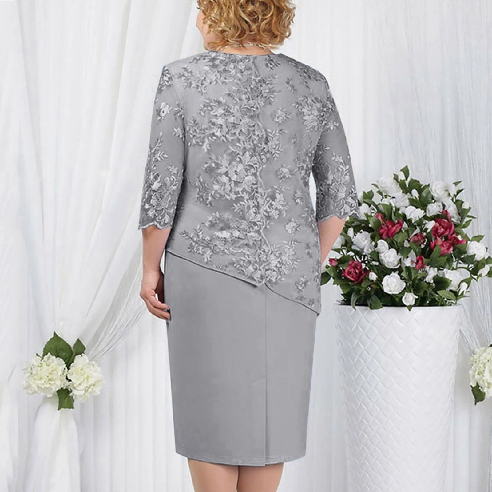 Plus Size Ladies Dress O Neck Short Sleeve Dress Evening Party Summer Dresses For Wedding Guest Lace Embroidery Elegant Dress