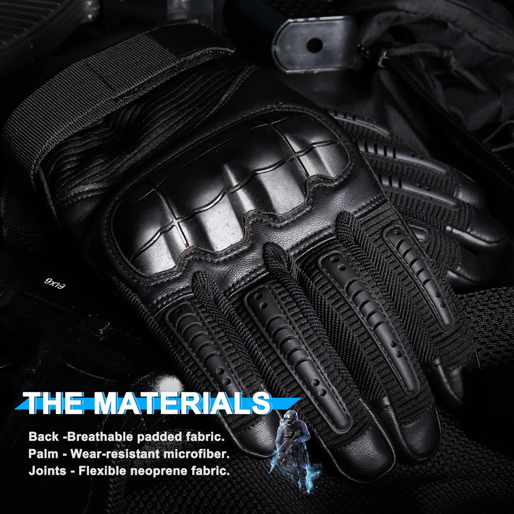 Tactical Gloves Touch Screen PU Leather Outdoor Cycling Sport Hiking Camping Hunting Shooting Bicycle Motorcycle Protective Gear