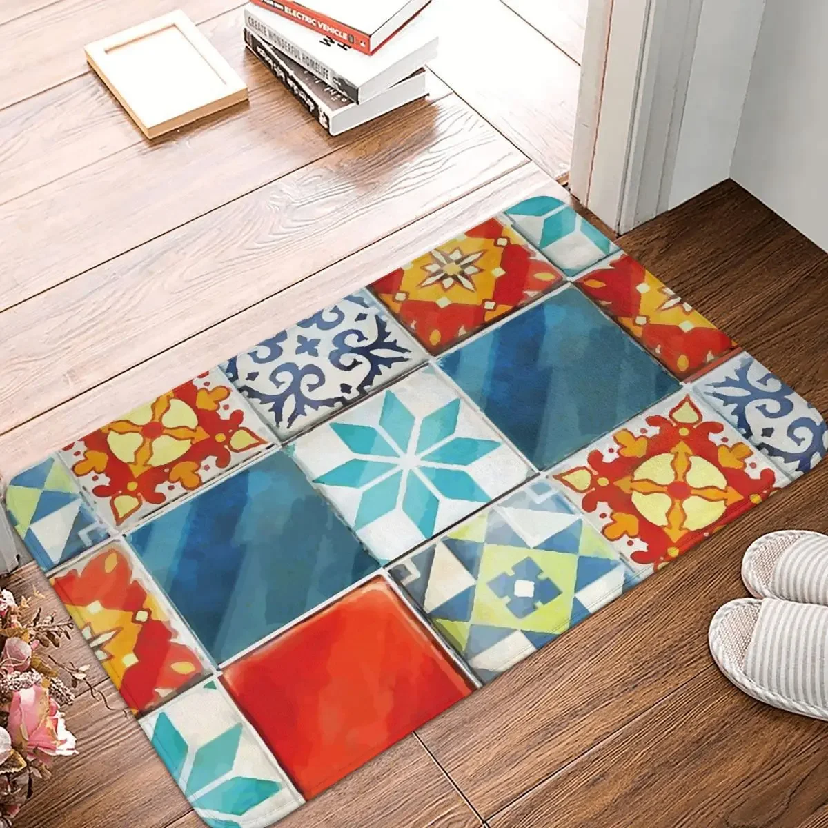 

Colorful Azulejos Tiles From Azul Board Game Doormat Rug Carpet Mat Footpad Washable Front Room Corridor Kitchen Balcony Toilet