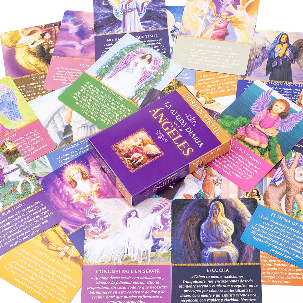 Oracle Cards Deck 44 Cards Daily Guidance From Your Angels 10.4*7.4cm Spanish Version Fate Divination Tarot Board Playing Game