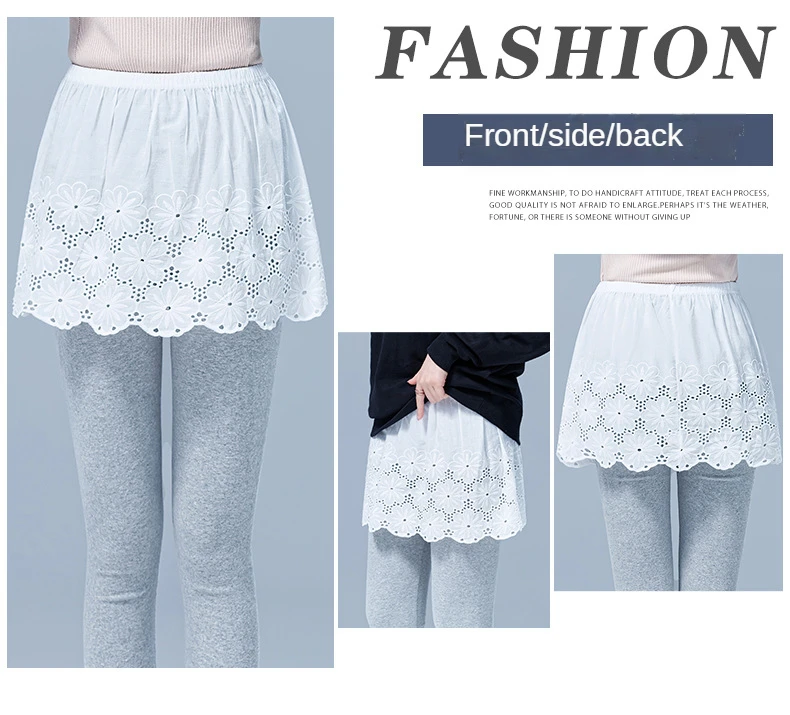 Cotton Linen White Short Half Slip Dress Elastic Waist Floral Hollow Out Thin Skirt Lining L-3XL Plus Size Bottoming Underskirt