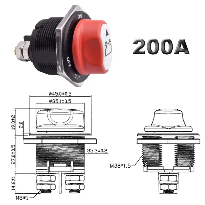 50A 100A 200A 300A 자동차 배터리 분리 차단 킬 스위치 12V 24V DC 로터리 전원 절연체 오토바이 트럭 보트 액세서리
