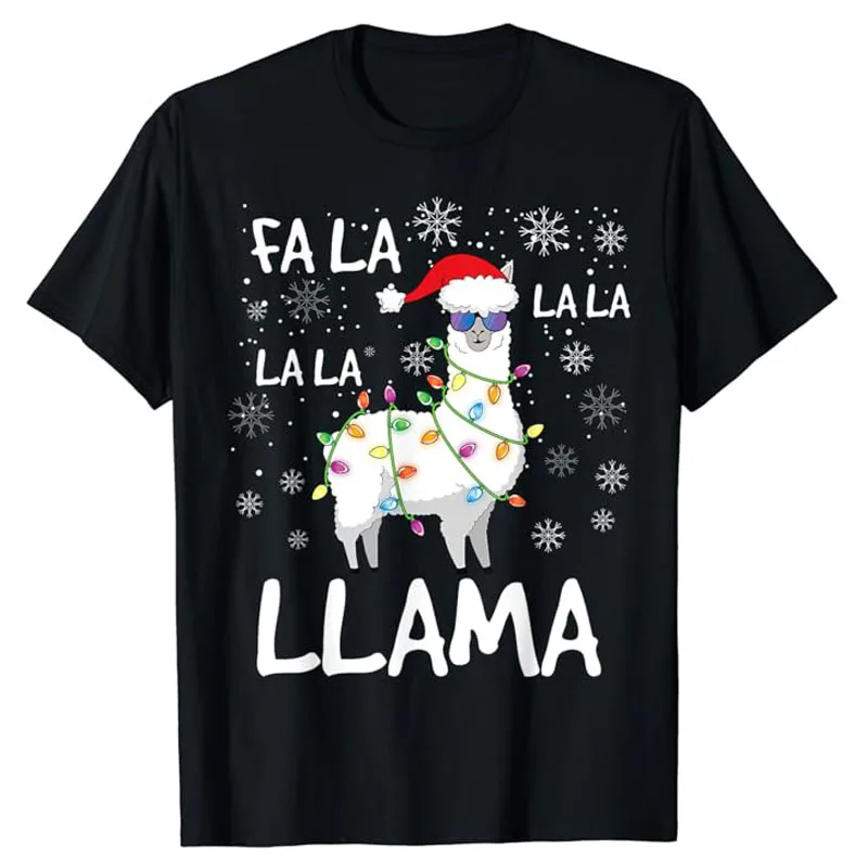 

Fa La La Llama Women Men Kids Funny Llama Christmas T-Shirt Gift Lovely Xmas Family Matching Costume Cute Saying Tee Graphic Top